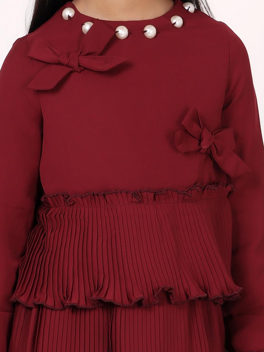 One Friday Wine Pleated Top - One Friday World