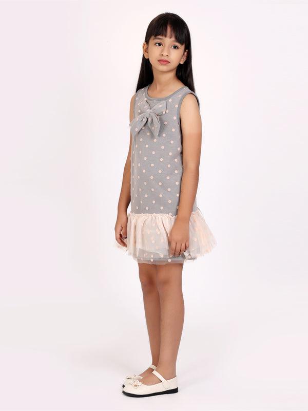 One Friday Grey And Pink Polka Dot Dress - One Friday World