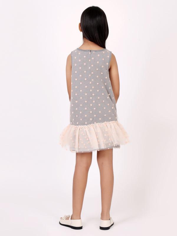 One Friday Grey And Pink Polka Dot Dress - One Friday World