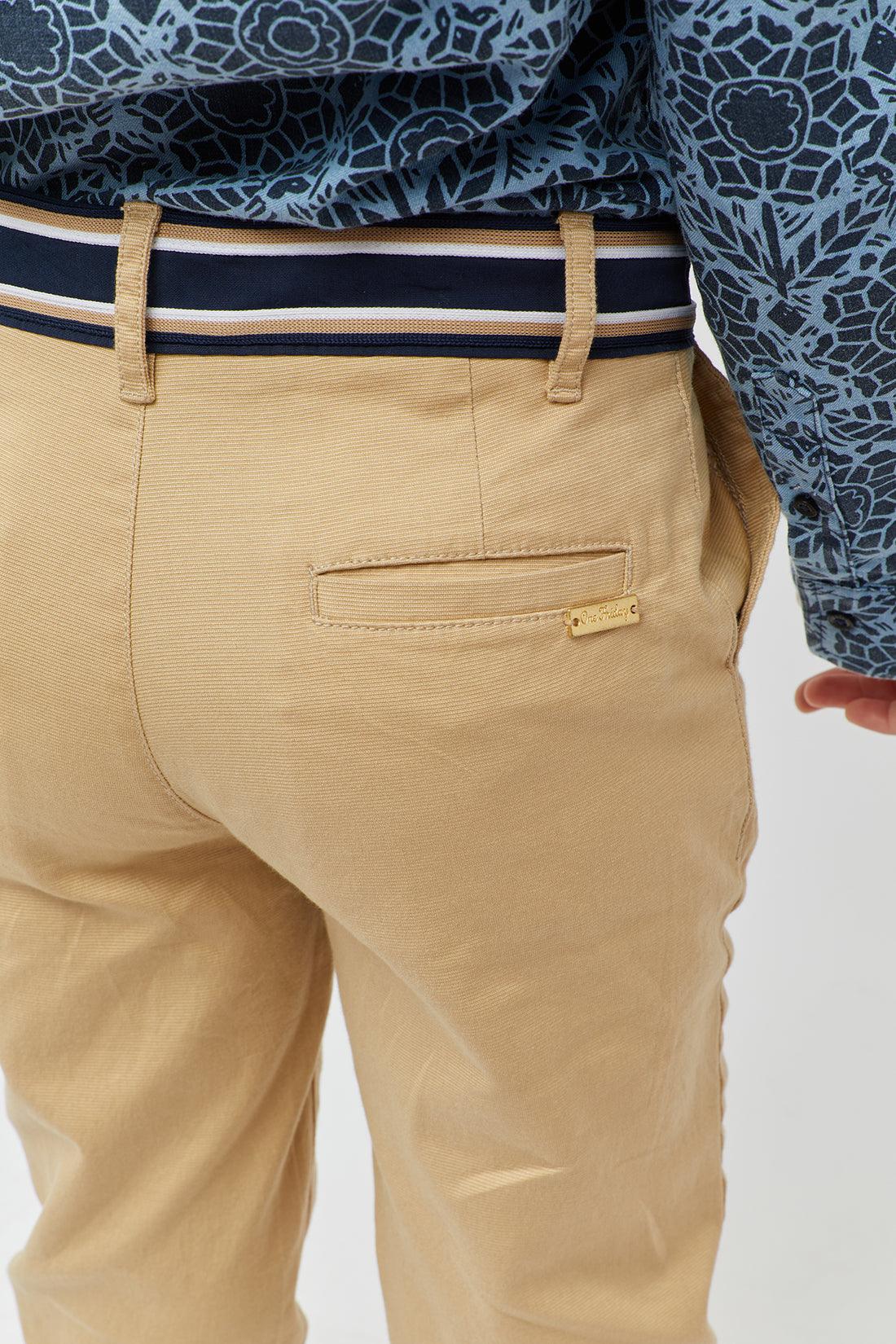 One Friday Striped Waist Beige Trouser - One Friday World