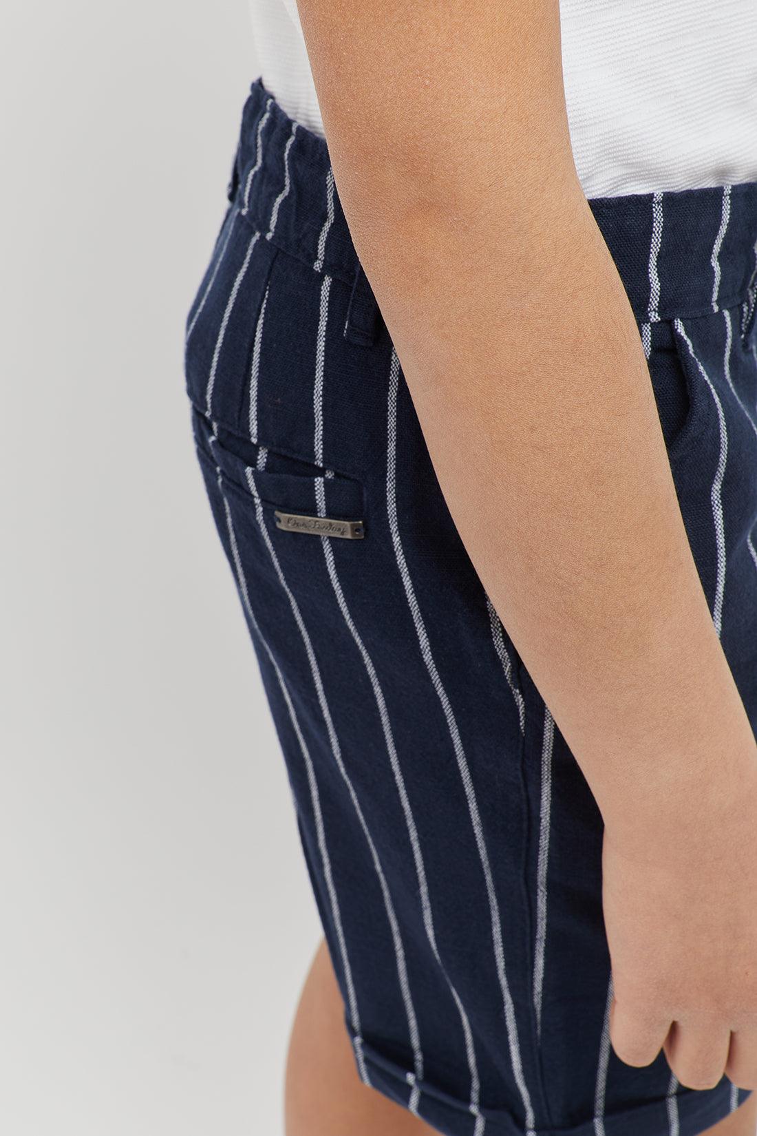 One Friday Navy Blue Striped Shorts - One Friday World