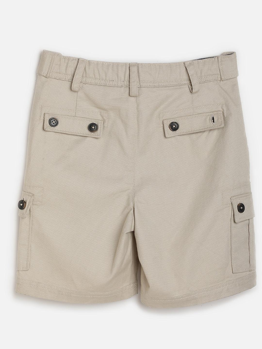 One Friday Beige Solid Shorts - One Friday World