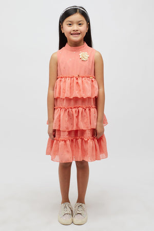 One Friday Tiered Peach Dress - One Friday World