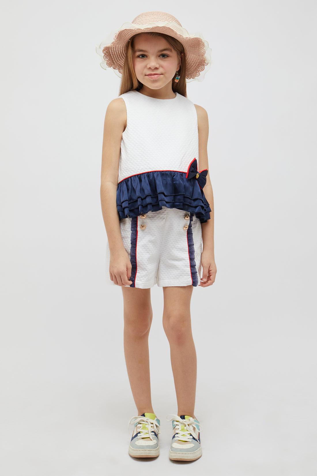 One Friday Off White and Blue Top - One Friday World