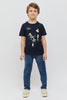 One Friday Printed Navy Blue T-shirt - One Friday World