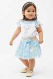 One Friday Baby Girl's Blue & White Printed Top with Skirt Set - One Friday World