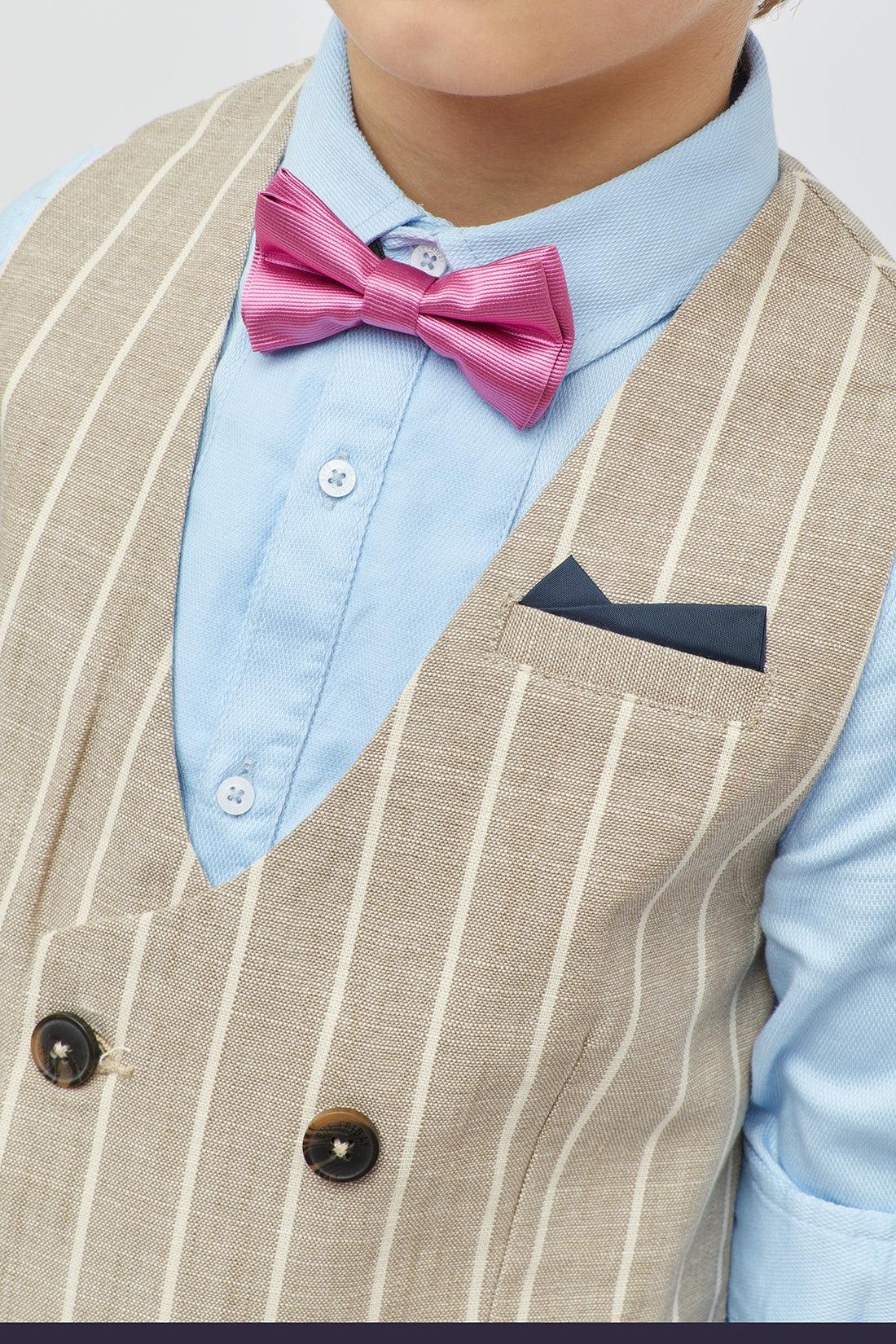 One Friday Beige Striped Waistcoat - One Friday World