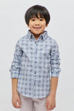 One Friday Formal Printed Blue Shirt - One Friday World