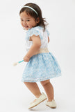 One Friday Baby Girl's Blue & White Printed Top with Skirt Set - One Friday World