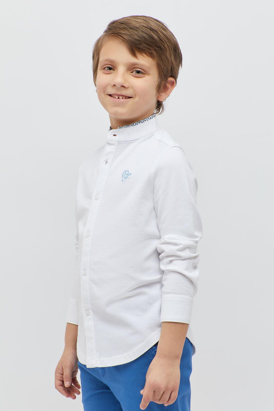 One Friday White Chinese Collar Shirt - One Friday World