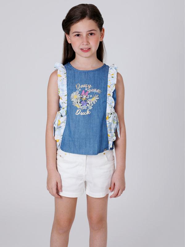 One Friday Blue Daisy Duck Denim Top - One Friday World