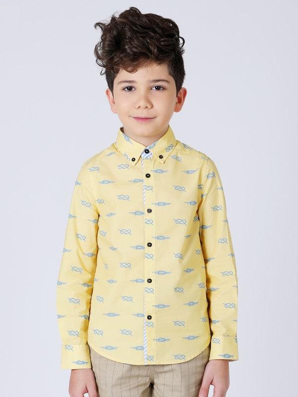 One Friday Yellow Knot Printed Shirt - One Friday World