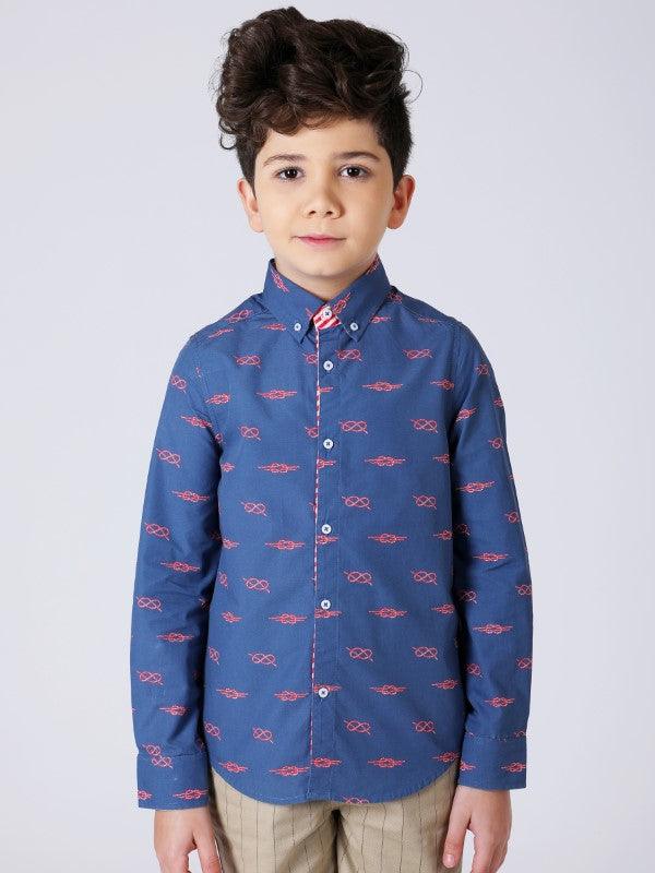 One Friday Blue Knot Printed Shirt - One Friday World