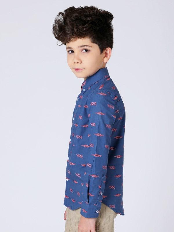 One Friday Blue Knot Printed Shirt - One Friday World