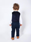 One Friday Navy Blue Solid T-Shirt with Waistcoat (2 Pieces set) - One Friday World