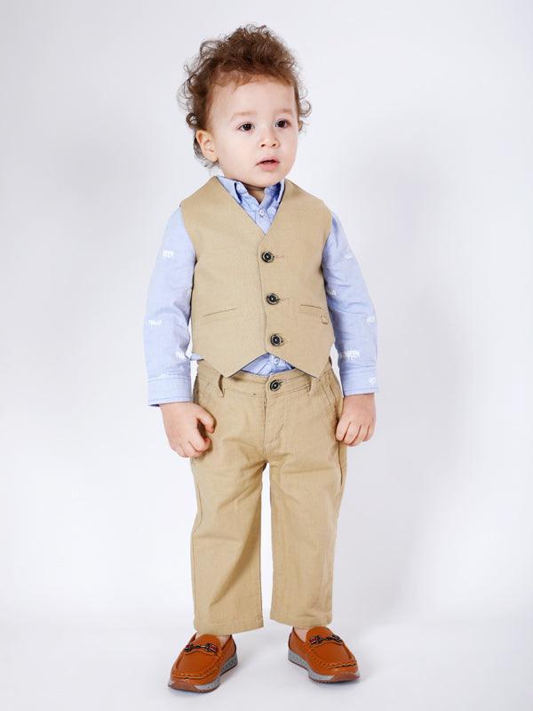 One Friday Beige Waistcoat With Shirt - One Friday World