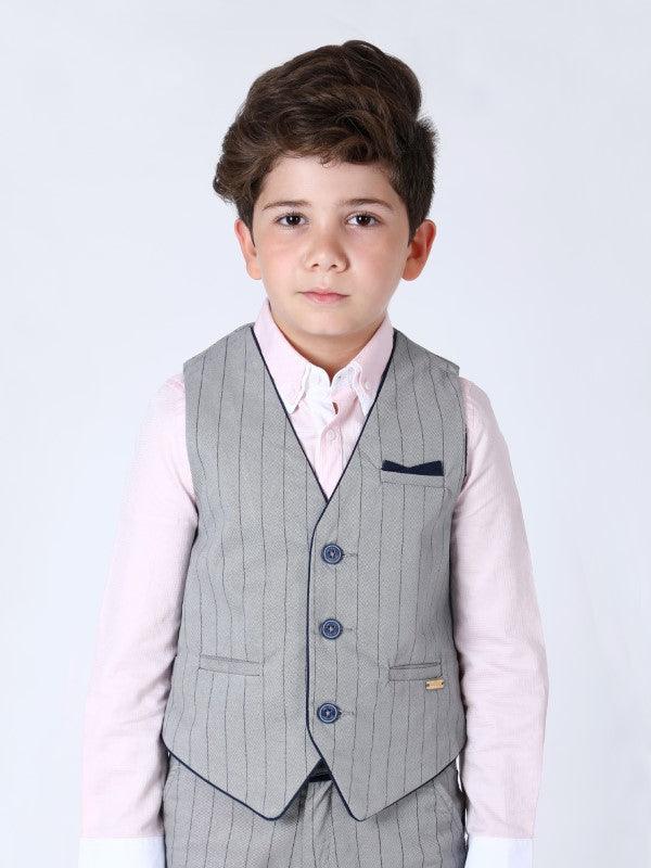 One Friday Grey Stripes Waistcoat - One Friday World