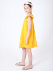 One Friday Kids Girls Yellow Animal Printed Dress With Bow - One Friday World