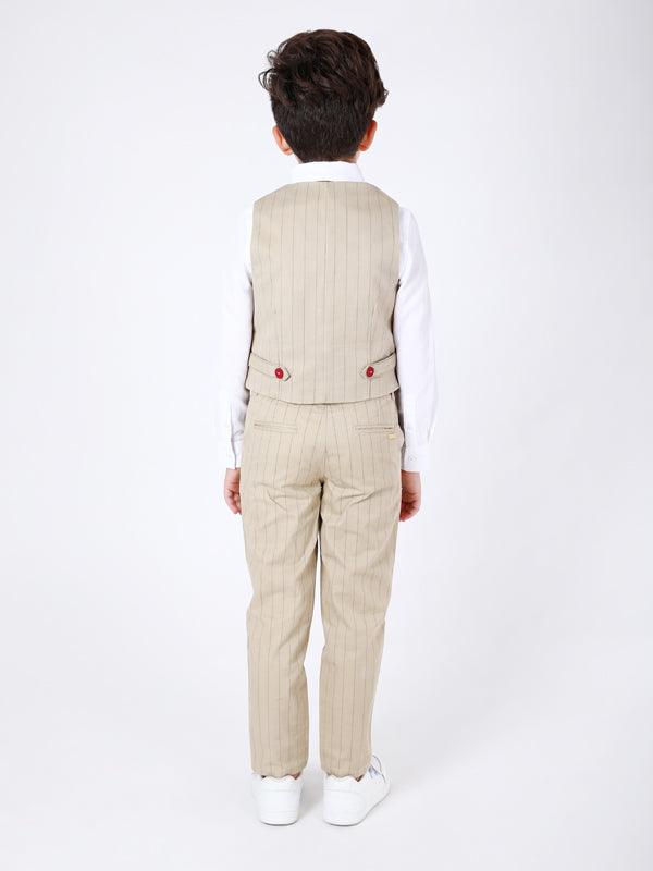 One Friday Beige Stripes Trouser - One Friday World