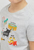 One Friday Baby Boys Grey Texture T-Shirt with Fun Prints - One Friday World