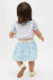 One Friday Baby Girl's Blue & White Printed Top with Skirt Set - One Friday World