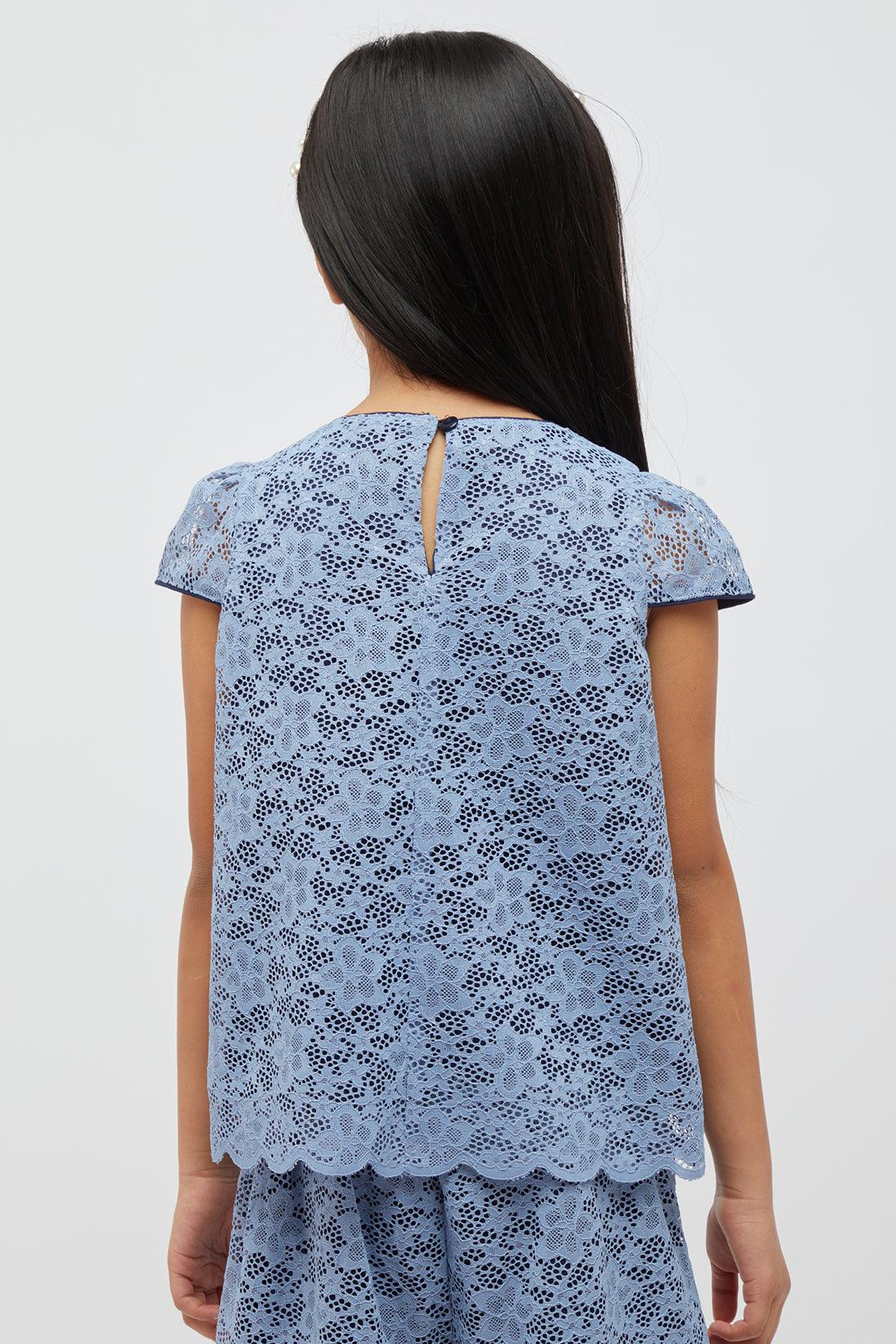 One Friday Lace Ice Blue Top - One Friday World