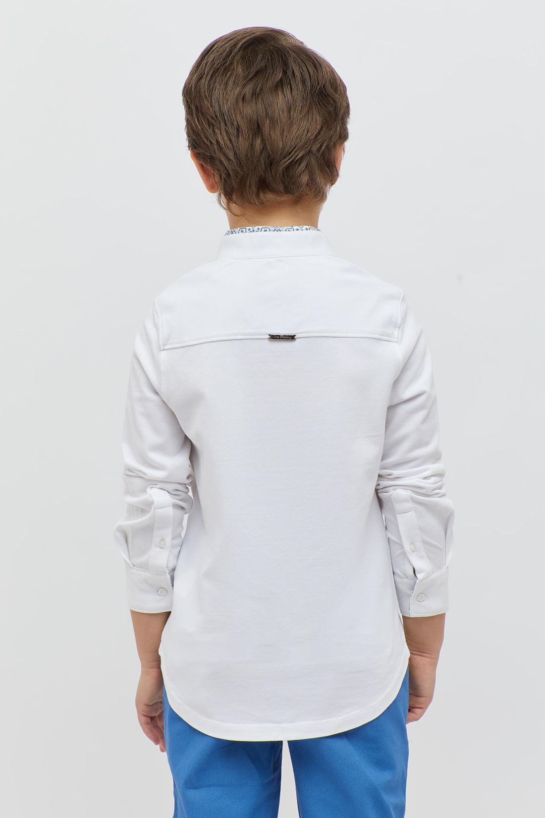 One Friday White Chinese Collar Shirt - One Friday World