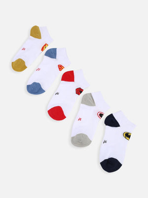 One Friday White Solid Socks (Set Of 5) - One Friday World