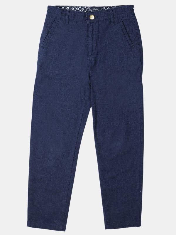 One Friday Blue Cotton with Elastane Trouser - One Friday World