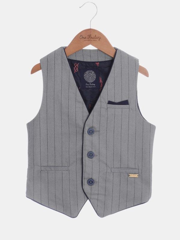 One Friday Grey Stripes Waistcoat - One Friday World