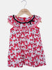 One Friday Baby Girls Red Neck Frill Printed Dress - One Friday World