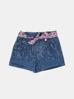 One Friday Blue Denim Sequin Shorts - One Friday World