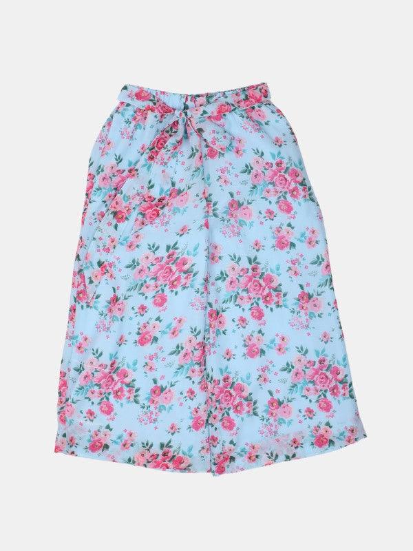 One Friday Blue Floral Printed Culotte - One Friday World