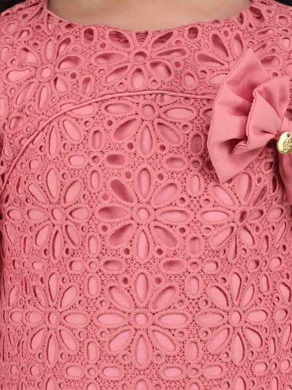 One Friday Pink Lace Design Dress - One Friday World