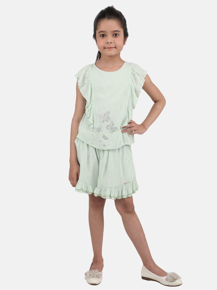 One Friday Kids Girls Mint Color Casual Cotton Skirt - One Friday World