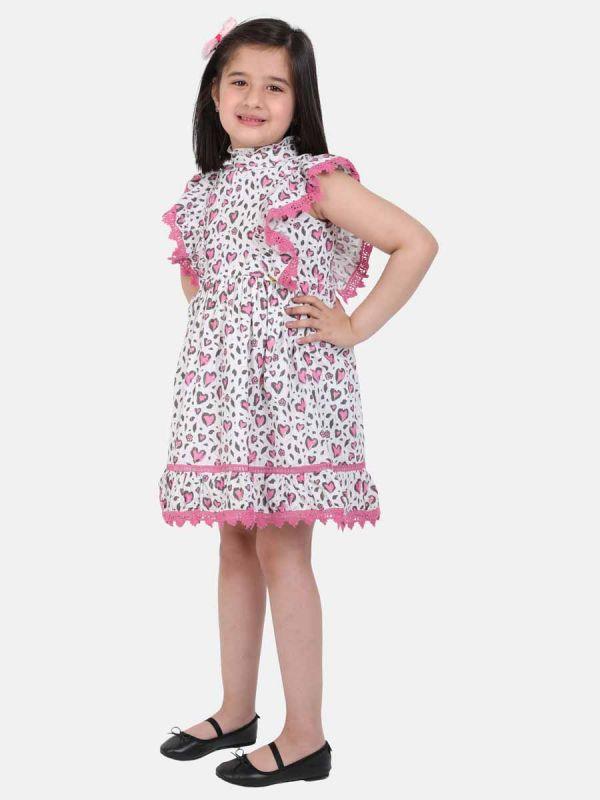 One Friday Pink Frill Printed Dress - One Friday World