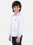 One Friday Off White Solid Full Sleeves Cotton Shirt - One Friday World