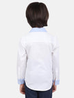 One Friday Off White Solid Full Sleeves Cotton Shirt - One Friday World