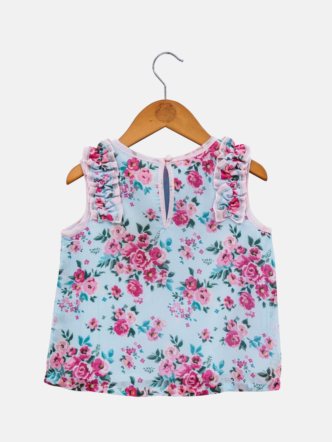 One Friday Blue Floral Printed Top - One Friday World