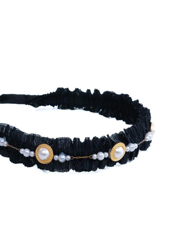 One Friday Black Pearl With Gold Chain Hairbands - One Friday World