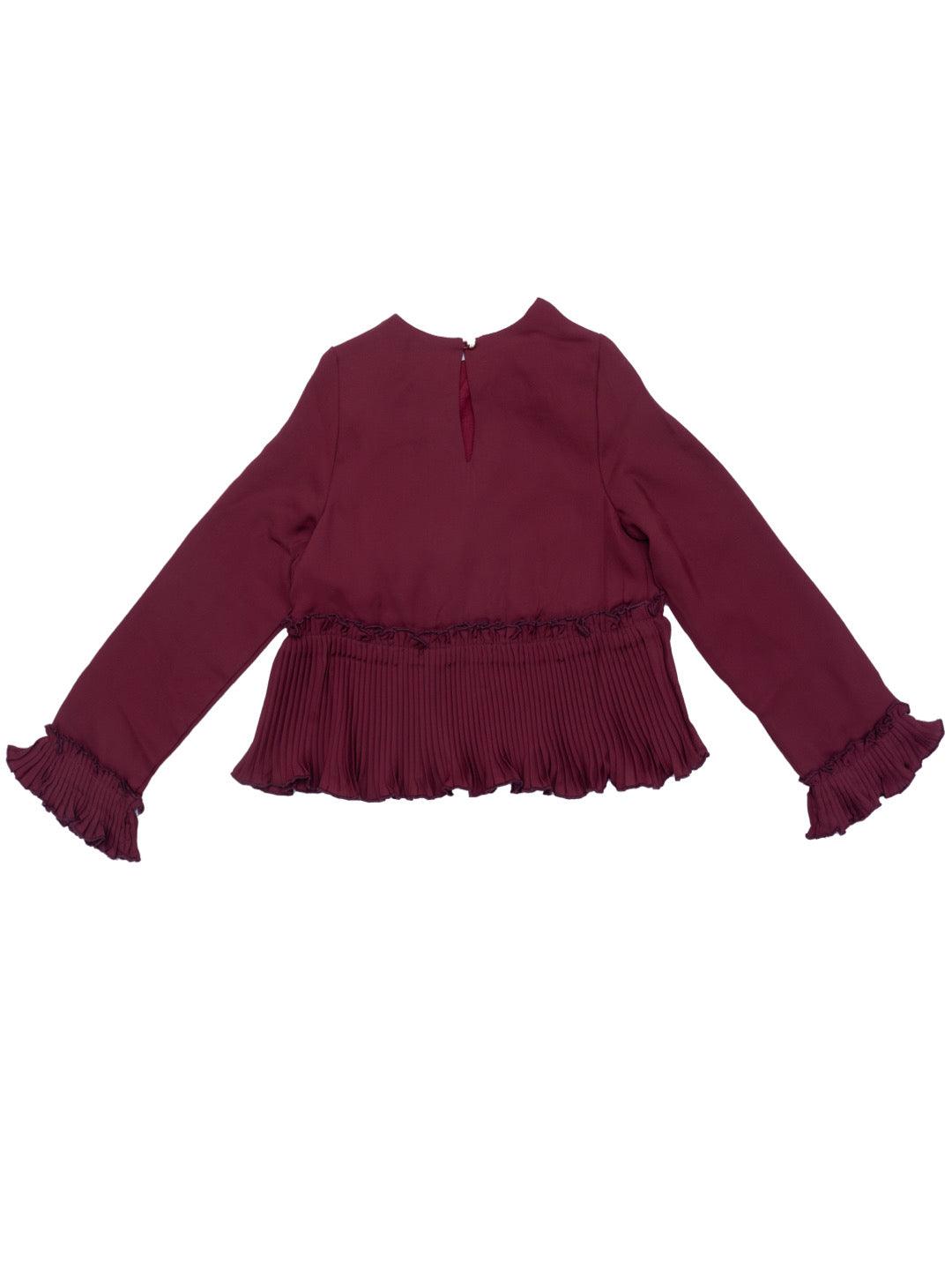 One Friday Wine Pleated Top - One Friday World