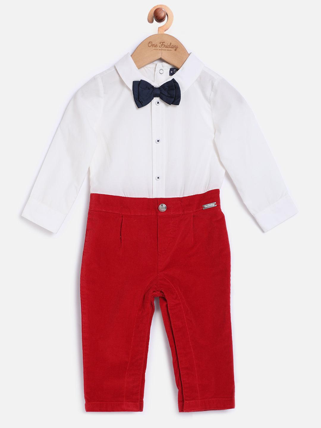 One Friday Red Corduroy Romper Set - One Friday World