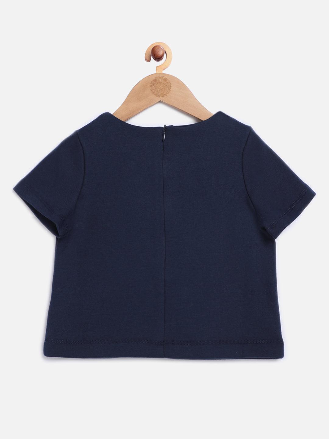 One Friday Navy Blue Sleeves Top - One Friday World