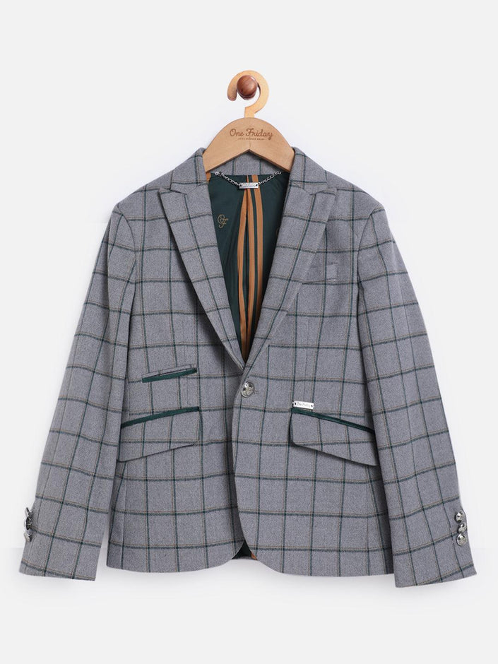 One Friday Grey Full Sleeves Blazer - One Friday World