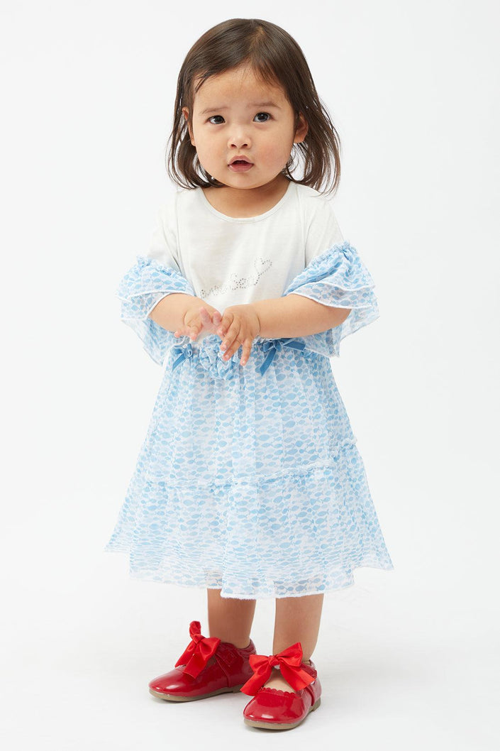 One Friday Baby Girl Cotton Blue & White Stylish Dress - One Friday World