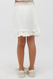 One Friday Kids Girls Off White Pure Cotton Skirt with Hemline Ruffle - One Friday World