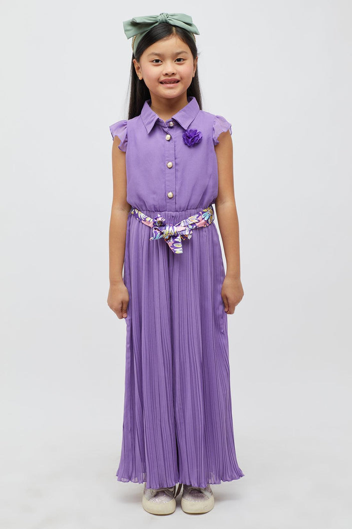 One Friday Purple Pleated Jumpsuit - One Friday World