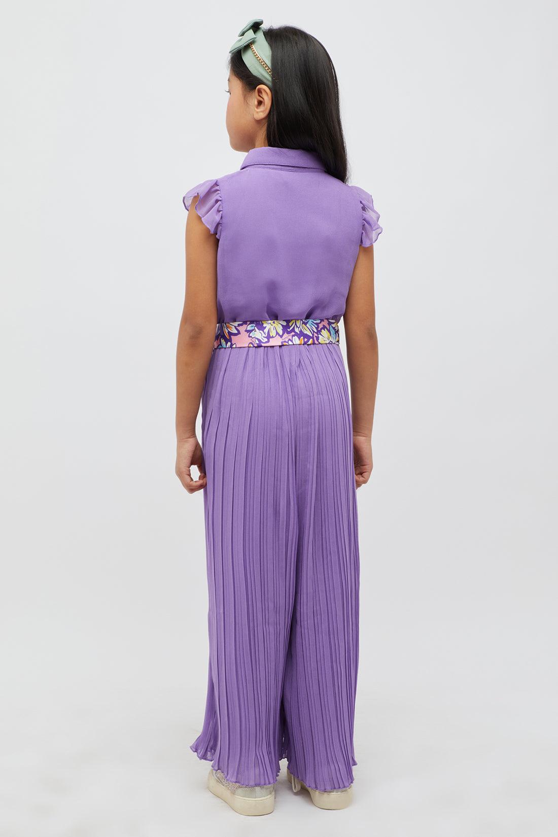 One Friday Purple Pleated Jumpsuit - One Friday World