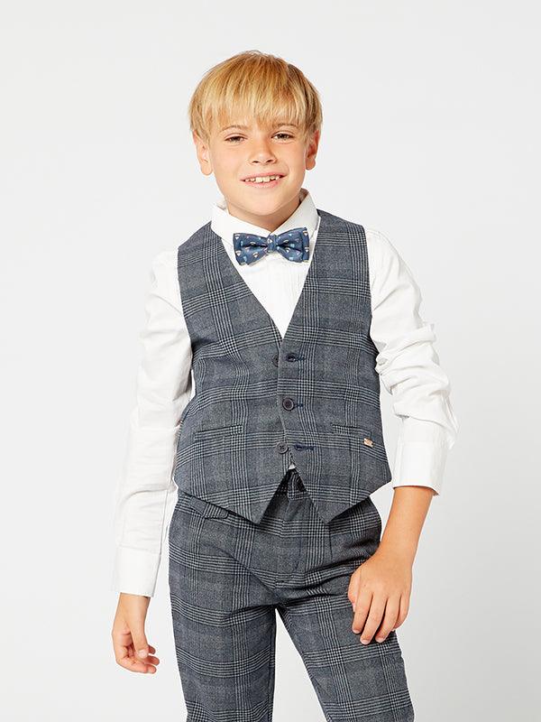 One Friday Navy Blue Checks Waist Coat - One Friday World