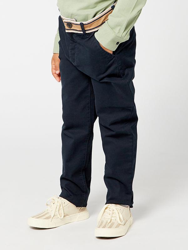 One Friday Classic Navy Blue Pants with Belt style waistband - One Friday World